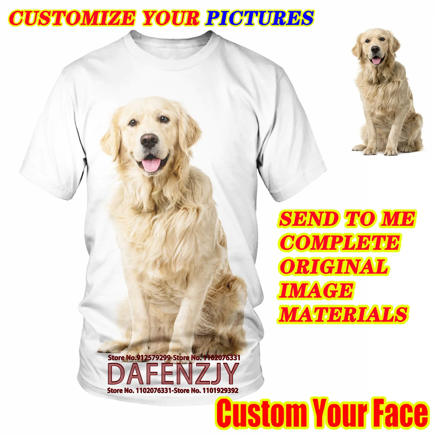 3D Printing Foto - Kaus gambar personal hewan/foto Anda kustom