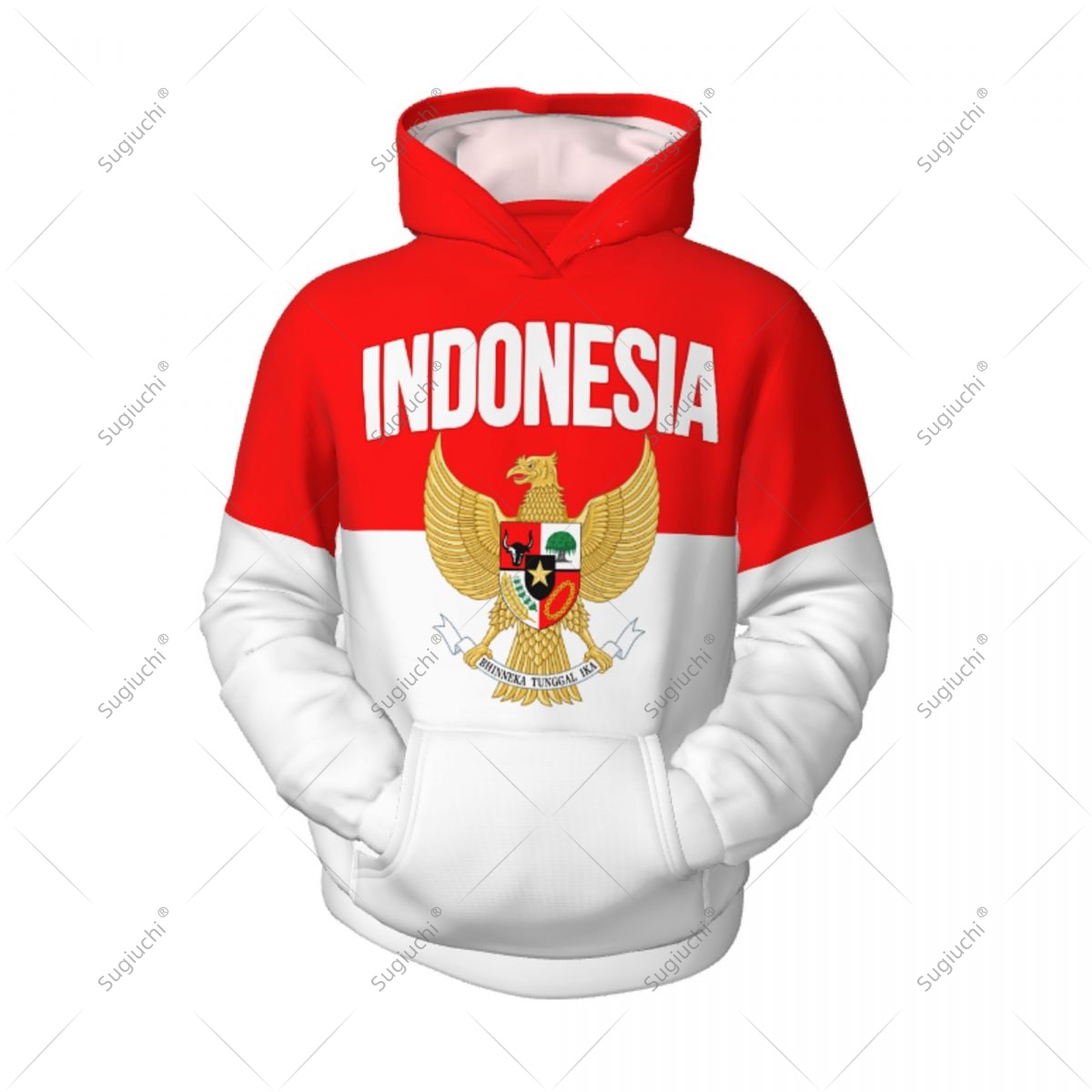 3D Printing Indonesia - Hoodie Remaja 3D Uniseks Bendera Indonesia