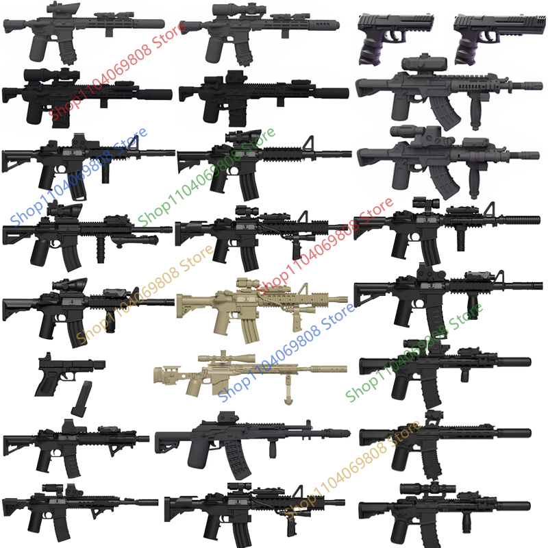 3D Printing Lego Bricks - Figur Tentara Militer Aksesoris Senjata Blok