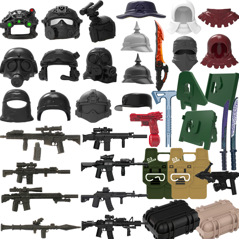3D Printing Lego Bricks - Aksesori Figur Militer Blok Bangunan Helm