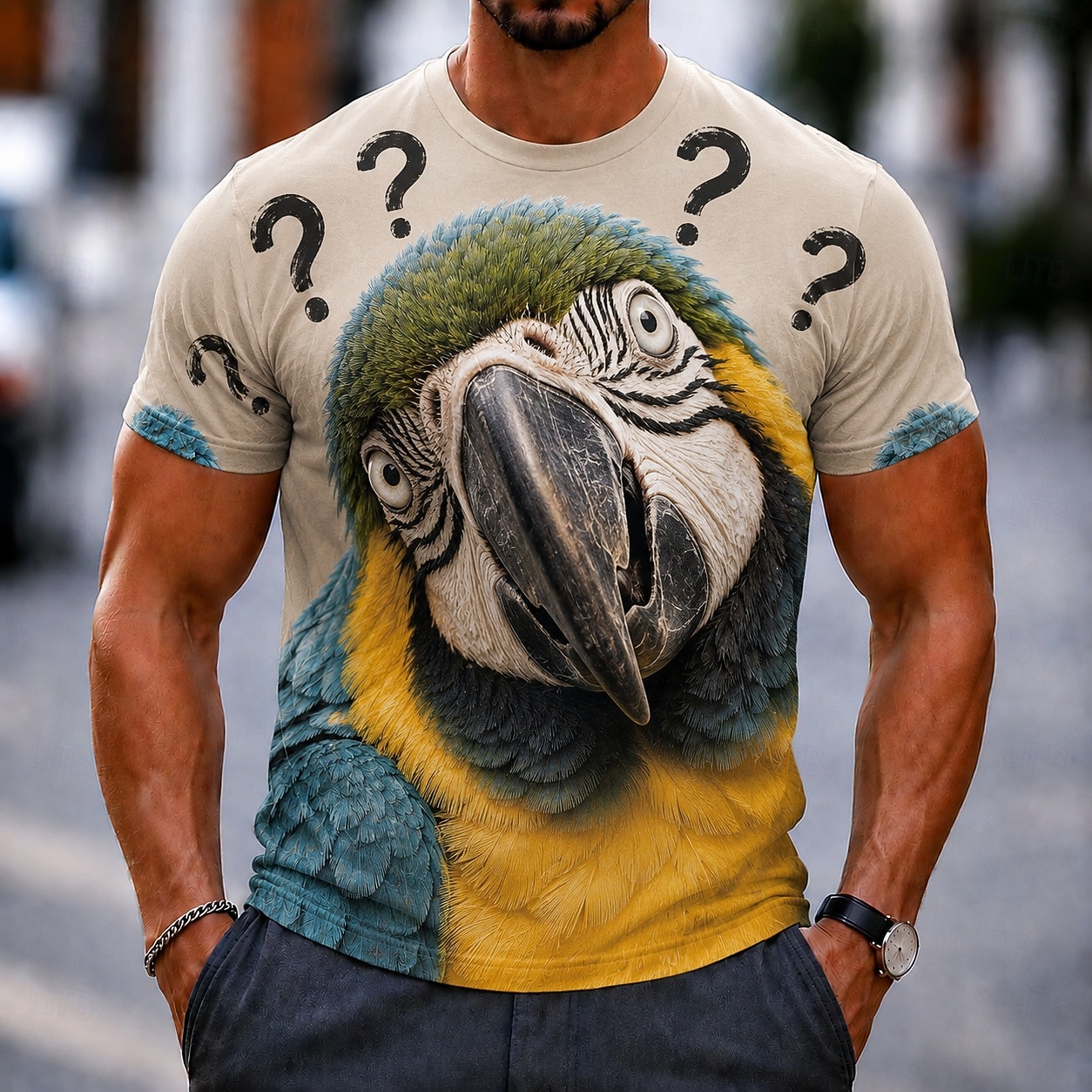 Kaos Crew Neck Pria Motif 3D M - 3D Printing Question ulasan dan harga